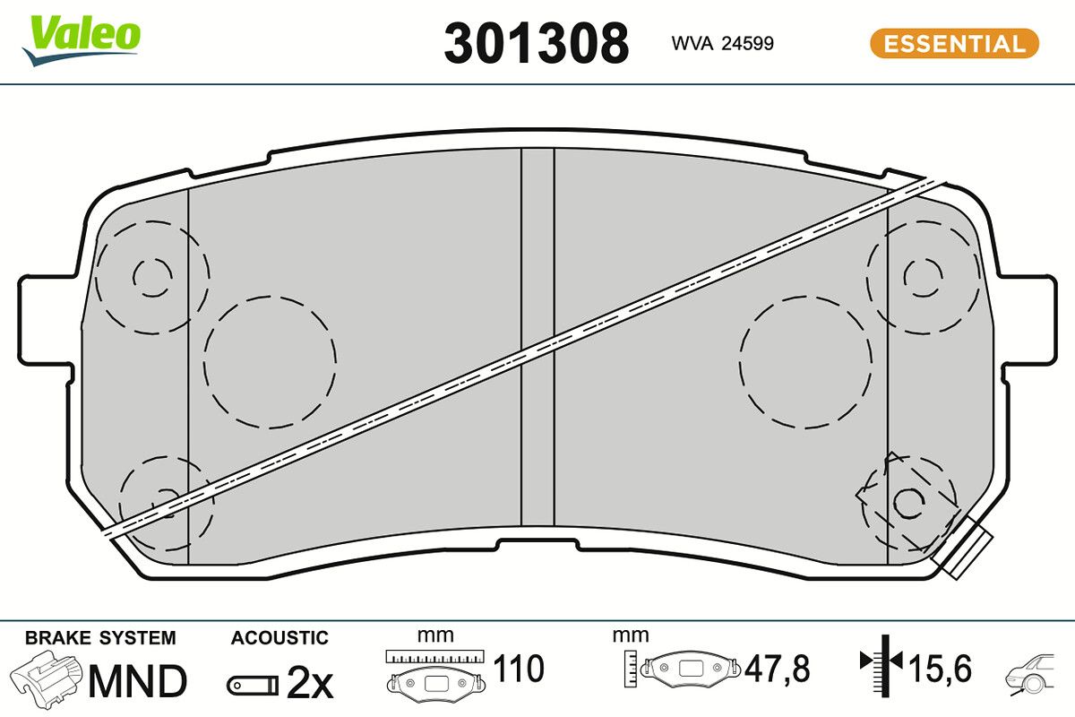VALEO 301308 Brake pad set, disc brake
