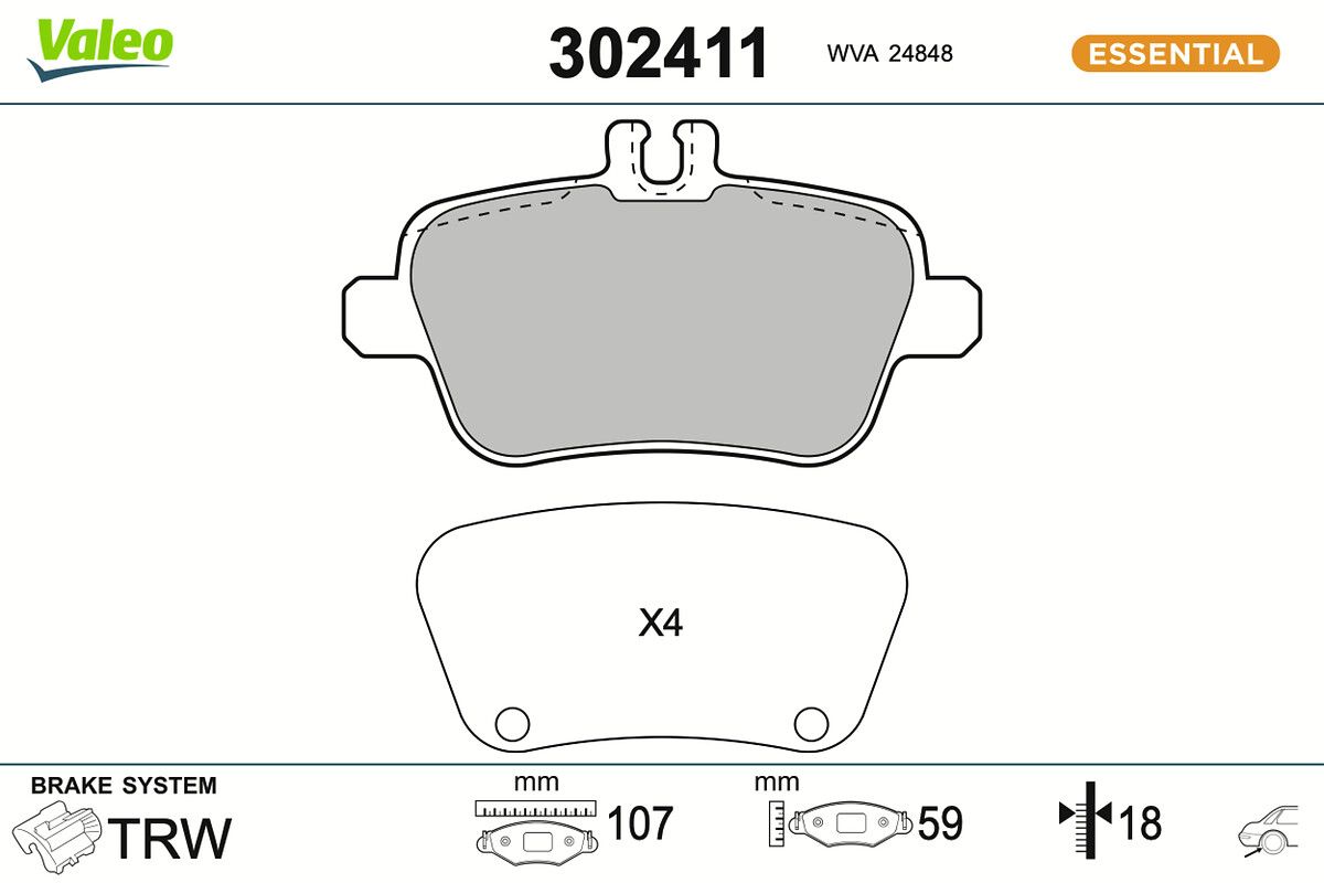 VALEO 302411 Brake pad set, disc brake