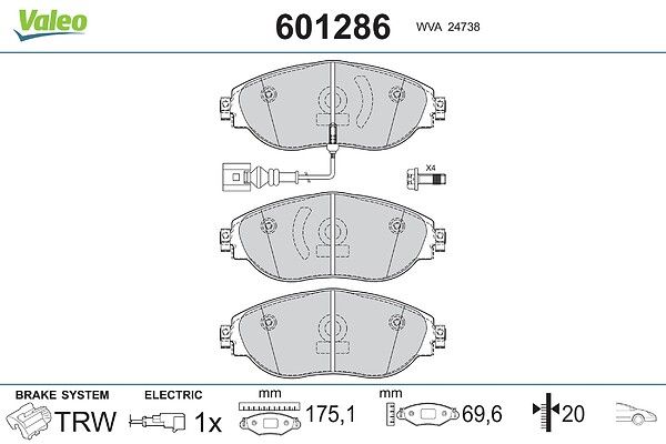 VALEO 601286 Brake pad set, disc brake