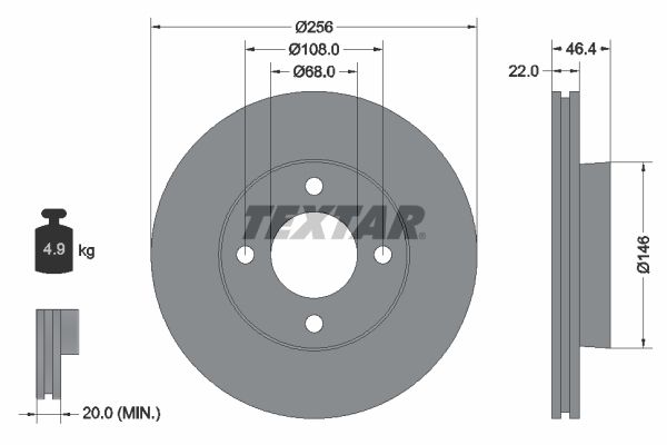 TEXTAR 92026000 Brake disc