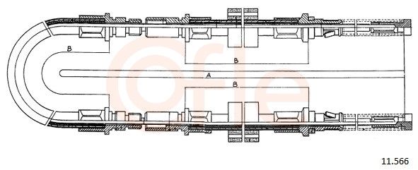 COFLE 92.11.566 Cable pull, parking brake