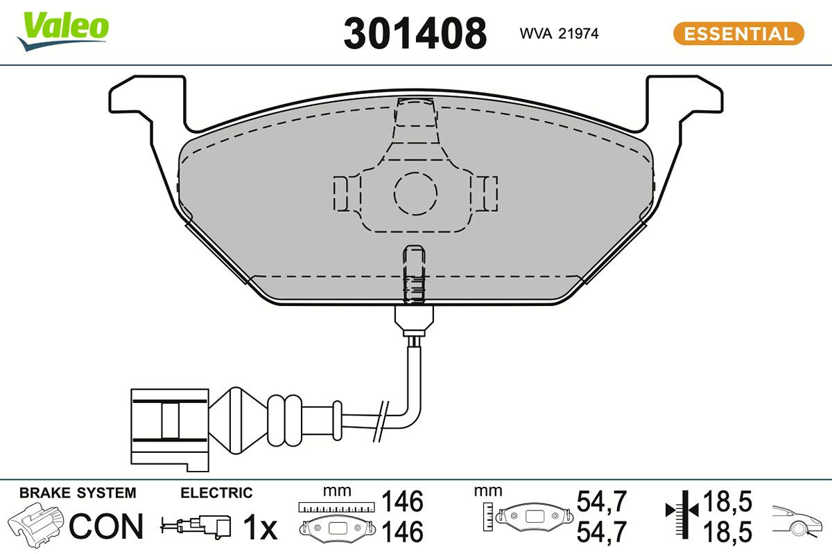 VALEO 301408 Brake pad set, disc brake
