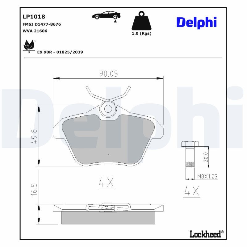 DELPHI LP1018 Brake pad set, disc brake