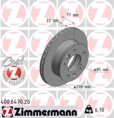ZIMMERMANN 400.6470.20 Brake disc