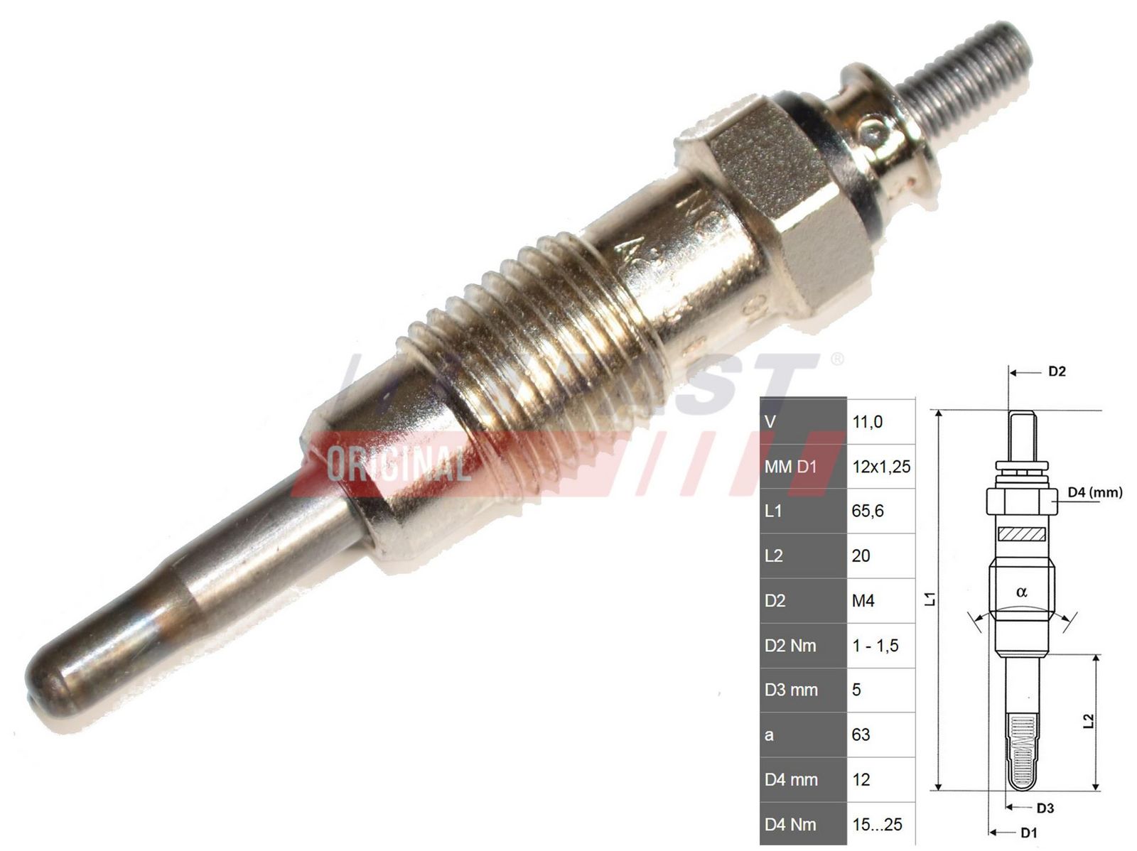 FAST FT82722 Glow plug, auxiliary heater
