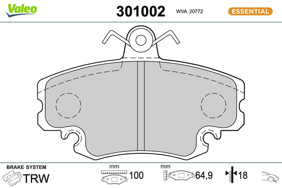VALEO 301002 Brake pad set, disc brake