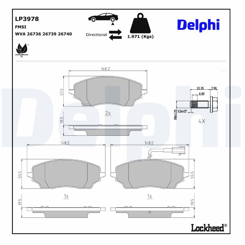 DELPHI LP3978 Brake pad set, disc brake