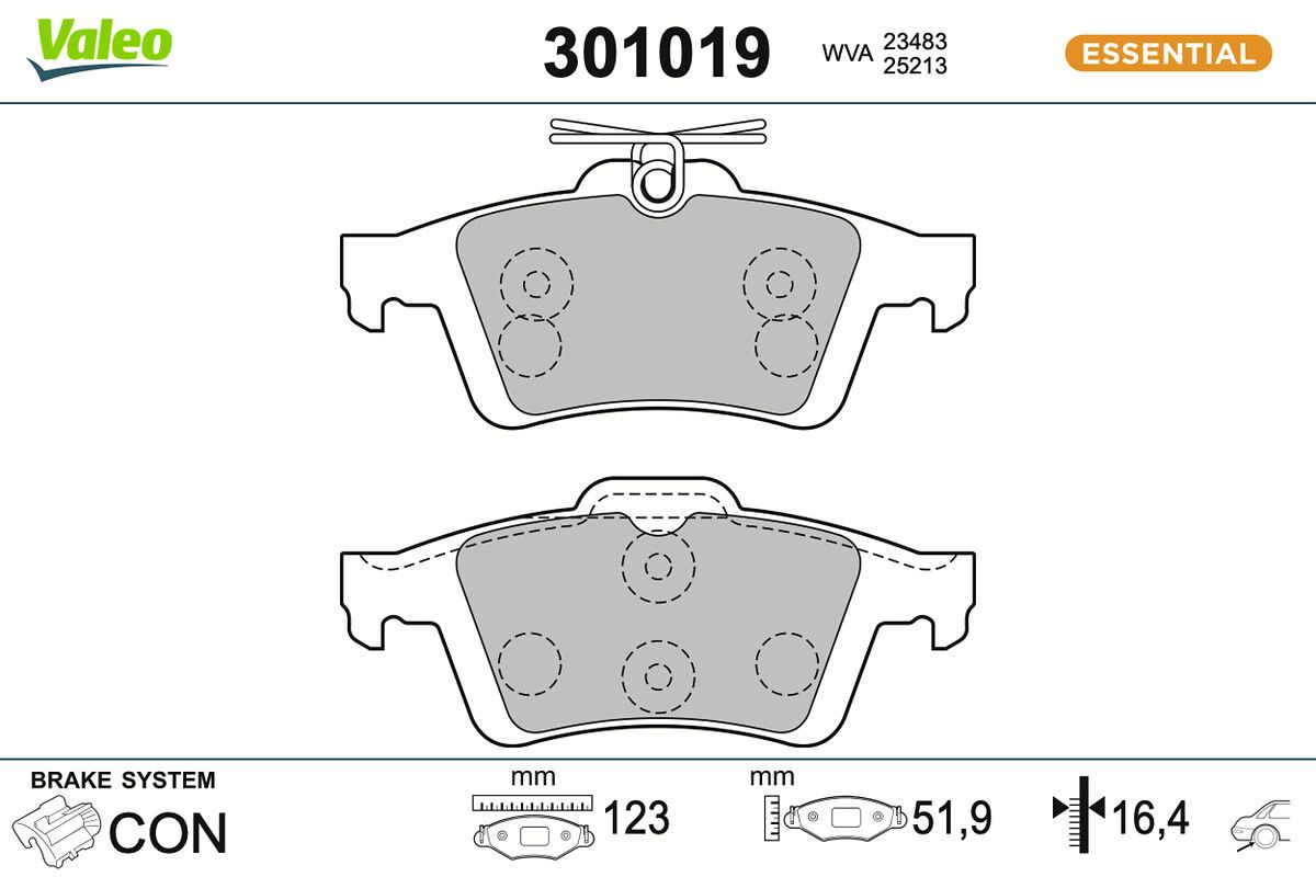 VALEO 301019 Brake pad set, disc brake
