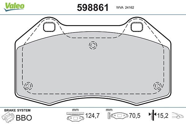 VALEO 598861 Brake pad set, disc brake