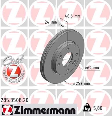 ZIMMERMANN 285.3508.20 Brake disc