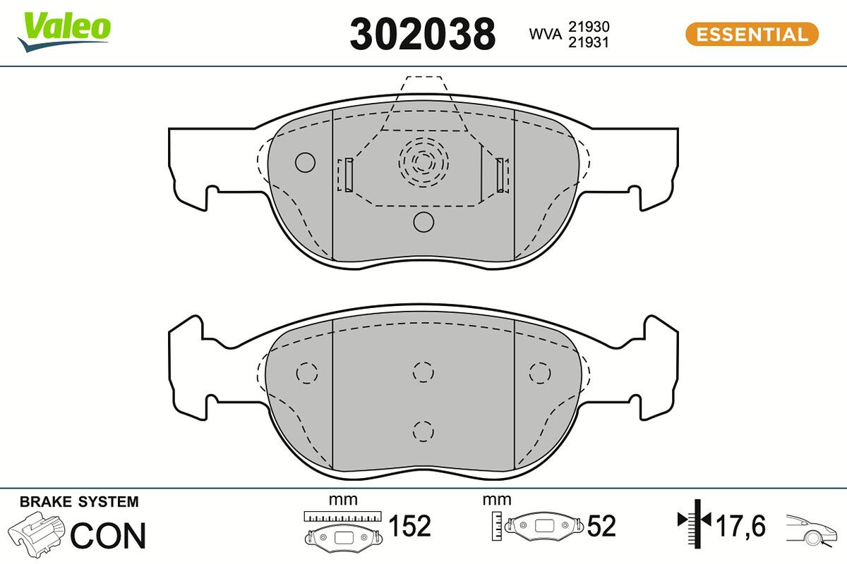 VALEO 302038 Brake pad set, disc brake