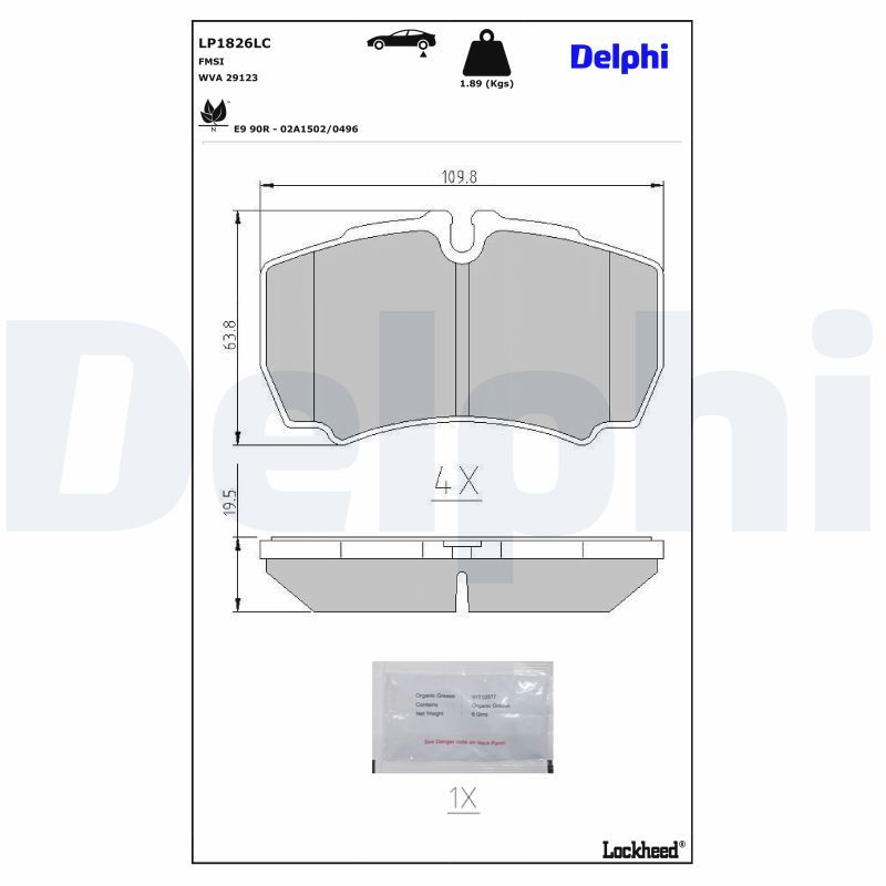 DELPHI LP1826LC Brake pad set, disc brake