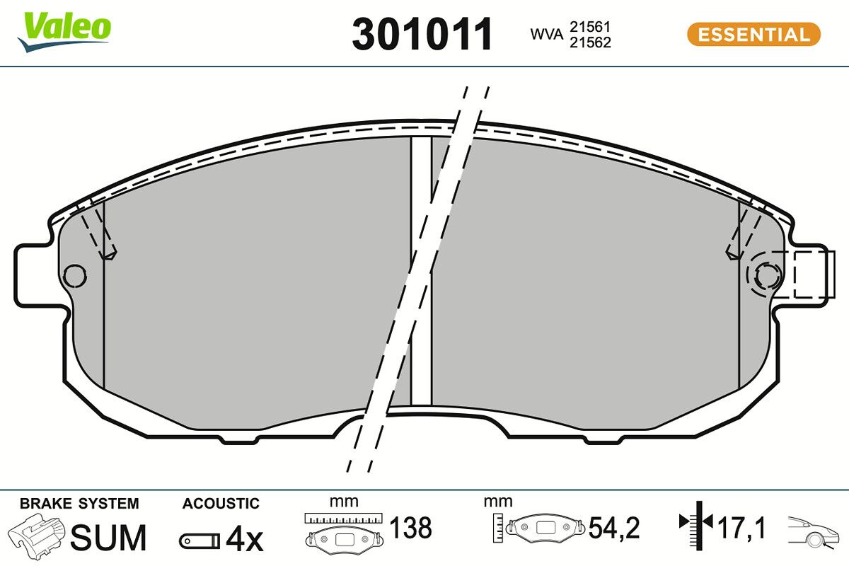 VALEO 301011 Brake pad set, disc brake