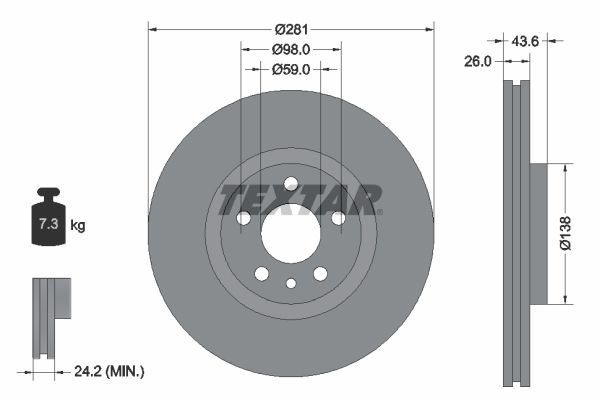 TEXTAR 92074003 Brake disc