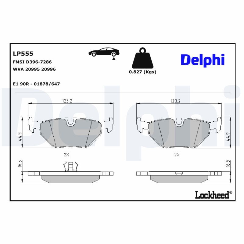 DELPHI LP555 Brake pad set, disc brake