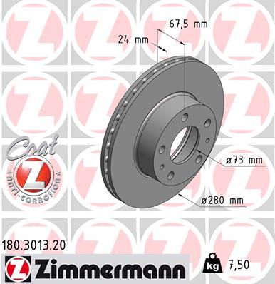 ZIMMERMANN 180.3013.20 Brake disc