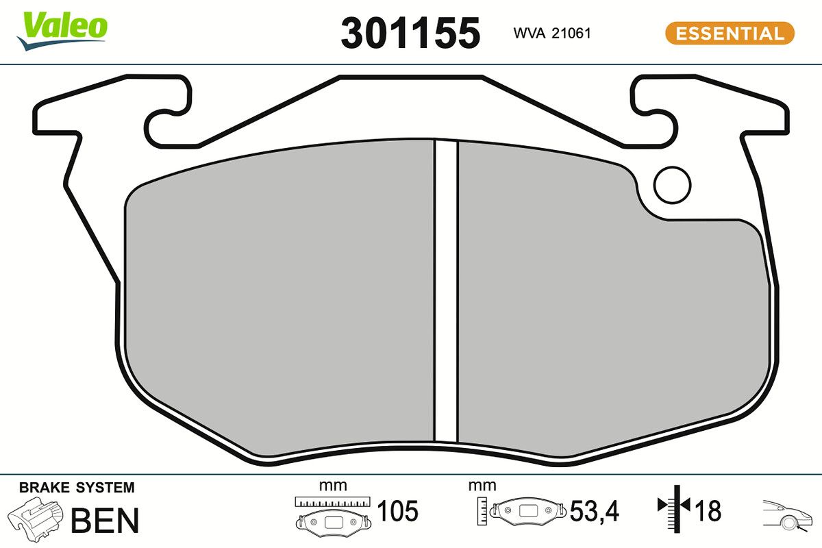 VALEO 301155 Brake pad set, disc brake