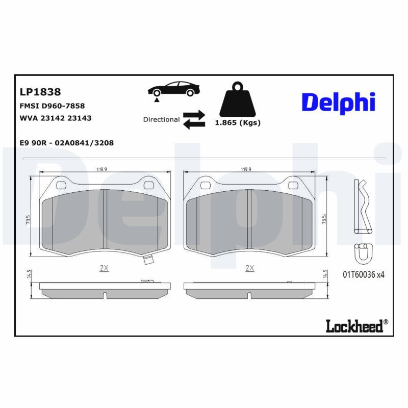 DELPHI LP1838 Brake pad set, disc brake