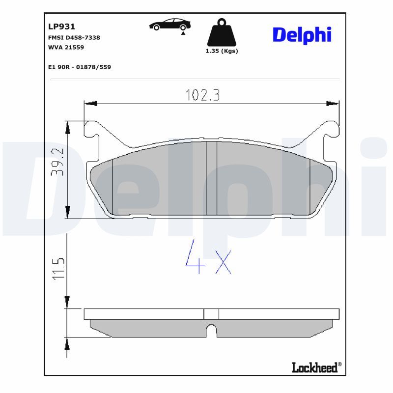 DELPHI LP931 Brake pad set, disc brake