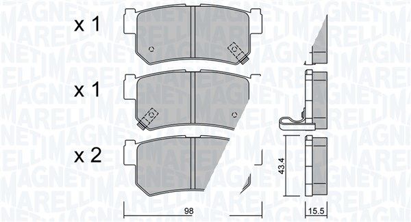 MAGNETI MARELLI 363916061448 Stabdžių trinkelių rinkinys, diskinis stabdys