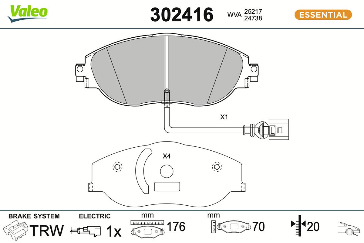VALEO 302416 Brake pad set, disc brake