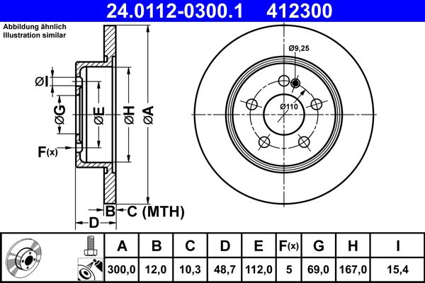 ATE 24.0112-0300.1 Brake disc