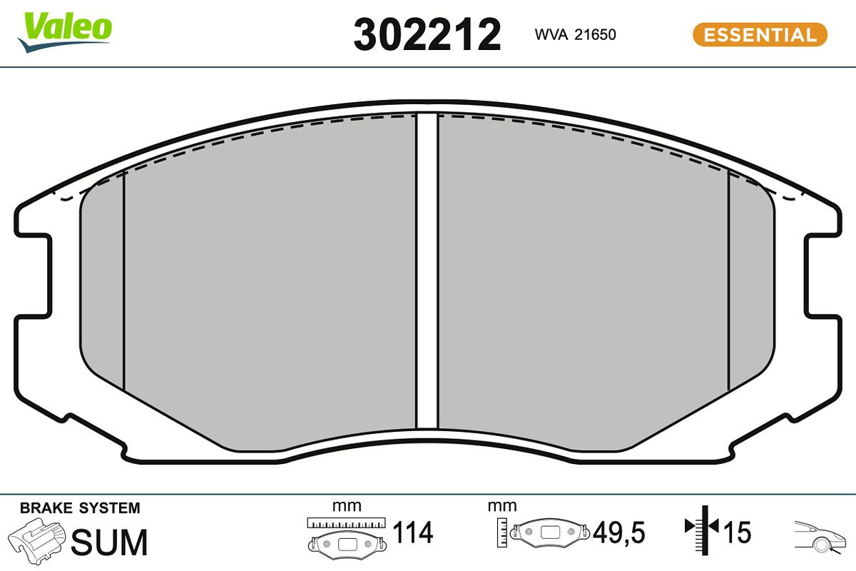 VALEO 302212 Brake pad set, disc brake