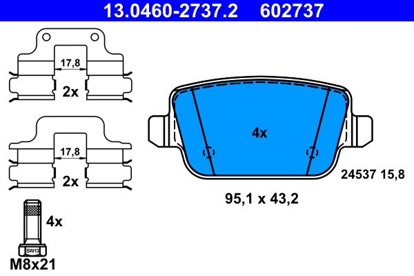 ATE 13.0460-2737.2 Brake pad set, disc brake