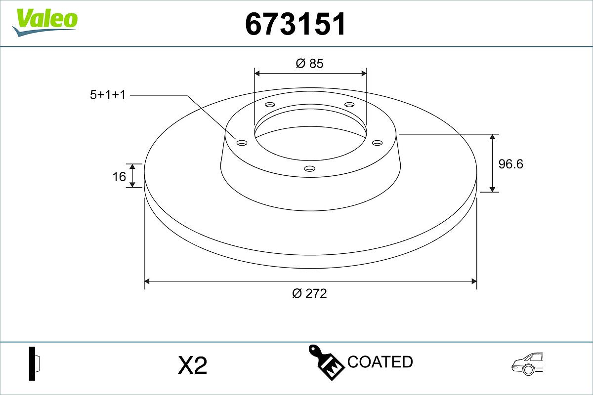 VALEO 673151 Brake disc