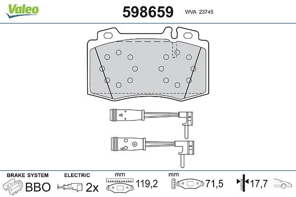 VALEO 598659 Brake pad set, disc brake