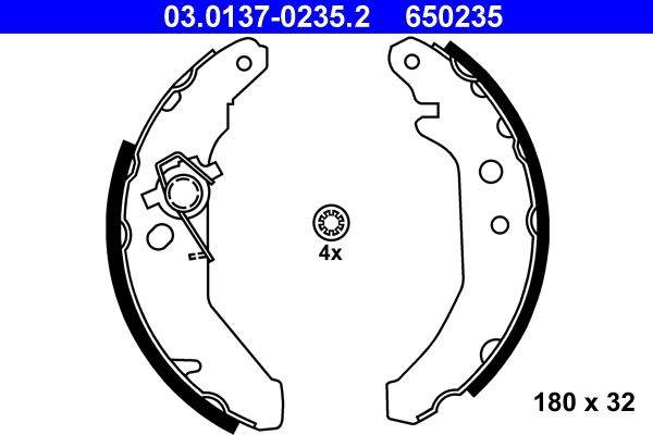ATE 03.0137-0235.2 Brake shoe set