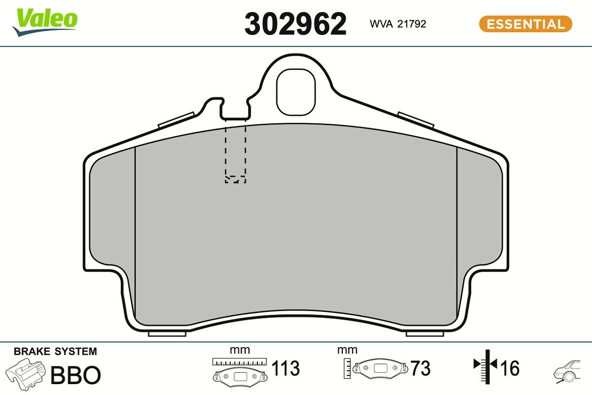 VALEO 302962 Brake pad set, disc brake