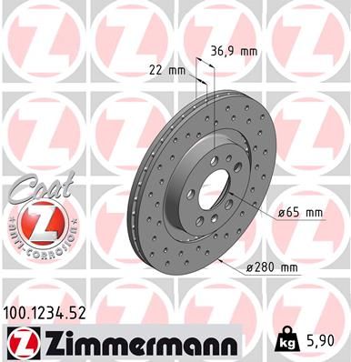 ZIMMERMANN 100.1234.52 Brake disc