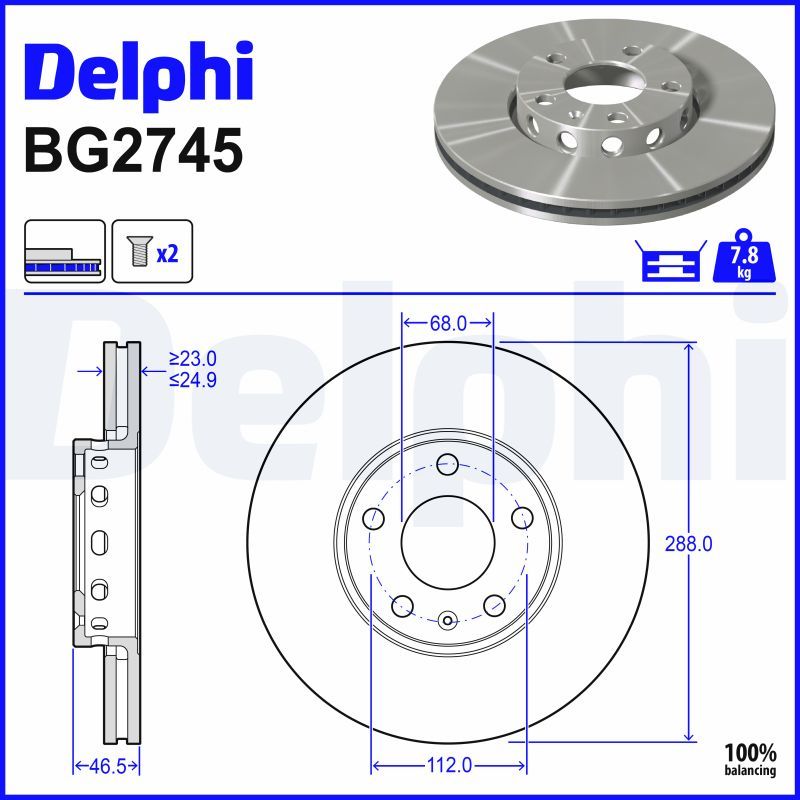 DELPHI BG2745 Brake disc