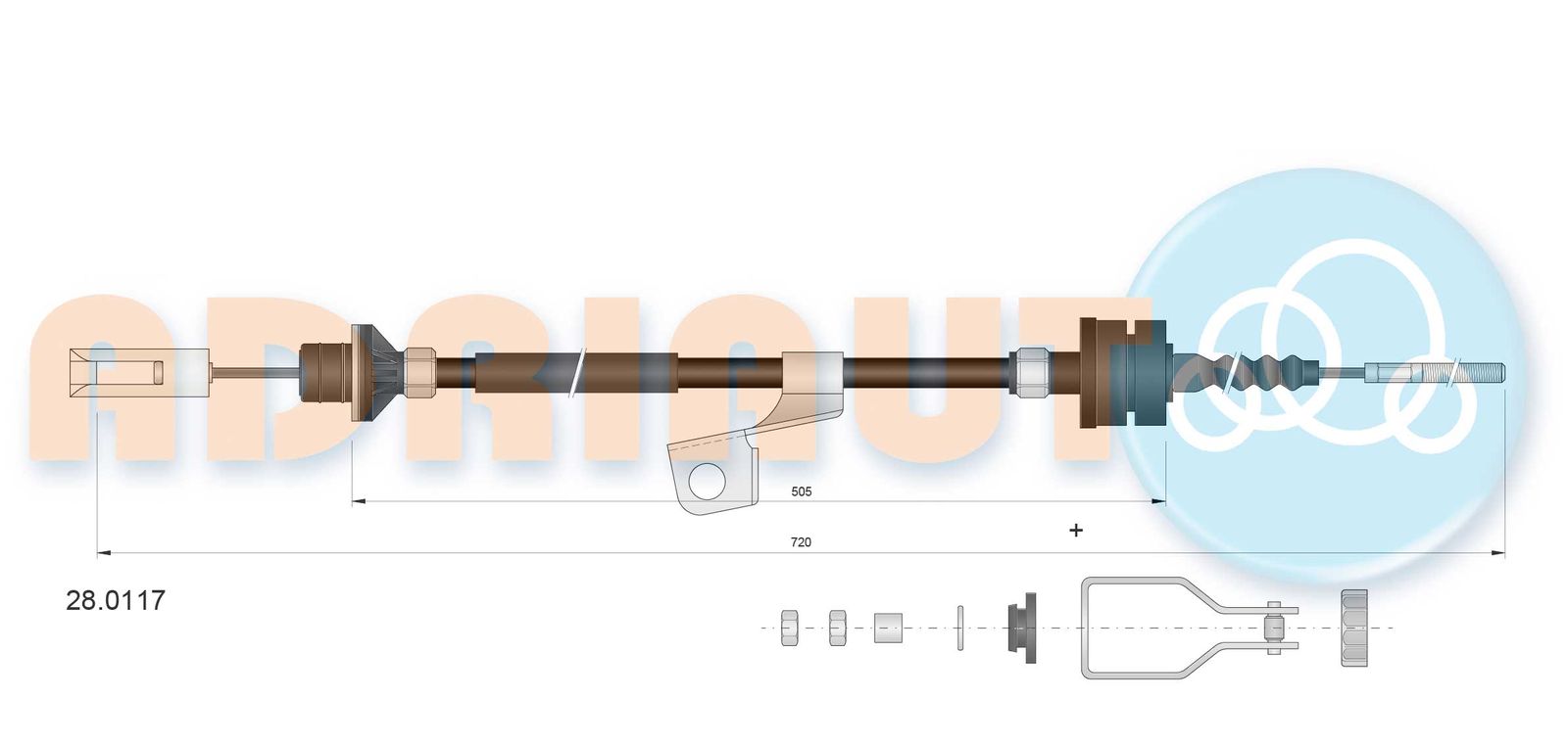 ADRIAUTO 28.0117 Cable pull, clutch control
