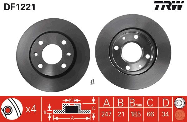 TRW DF1221 Brake disc