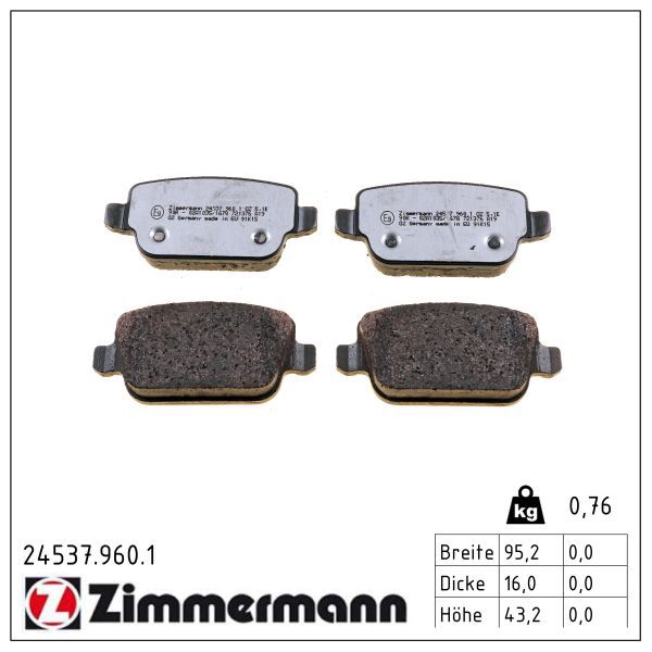 ZIMMERMANN 24537.960.1 Brake pad set, disc brake