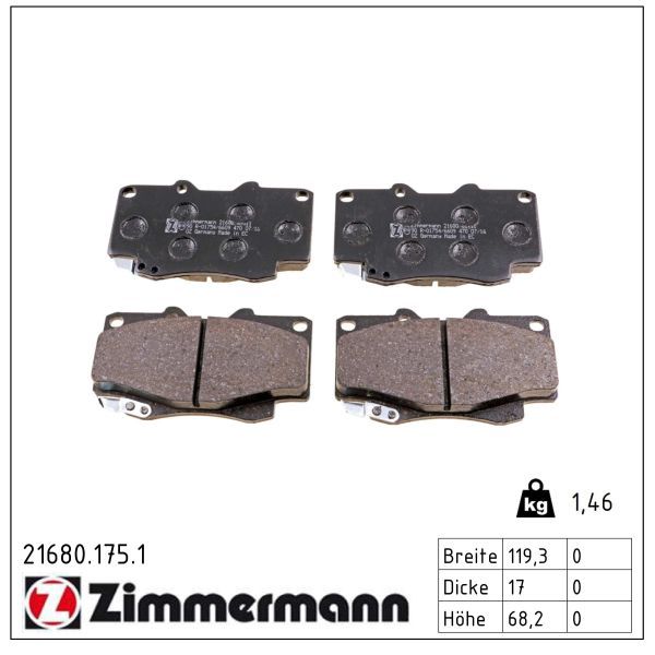 ZIMMERMANN 21680.175.1 Brake pad set, disc brake