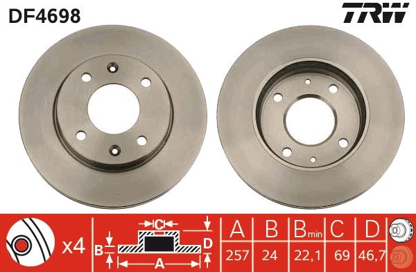 TRW DF4698 Brake disc