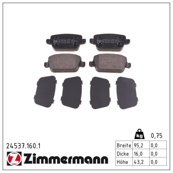 ZIMMERMANN 24537.160.1 Brake pad set, disc brake