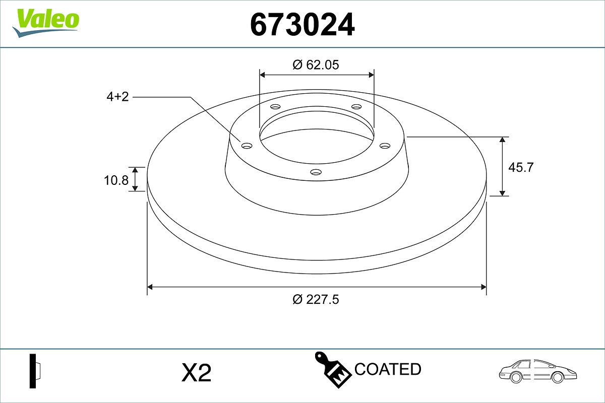 VALEO 673024 Brake disc