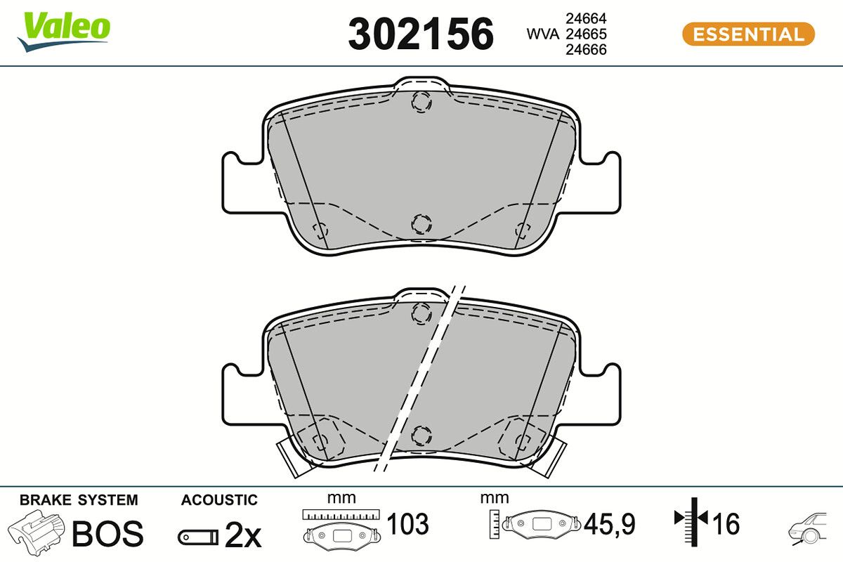 VALEO 302156 Brake pad set, disc brake