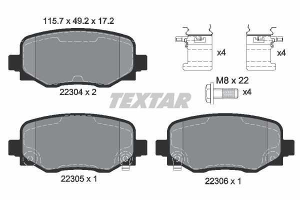 TEXTAR 2230401 Brake pad set, disc brake