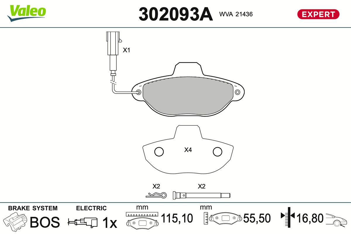 VALEO 302093A Brake pad set, disc brake