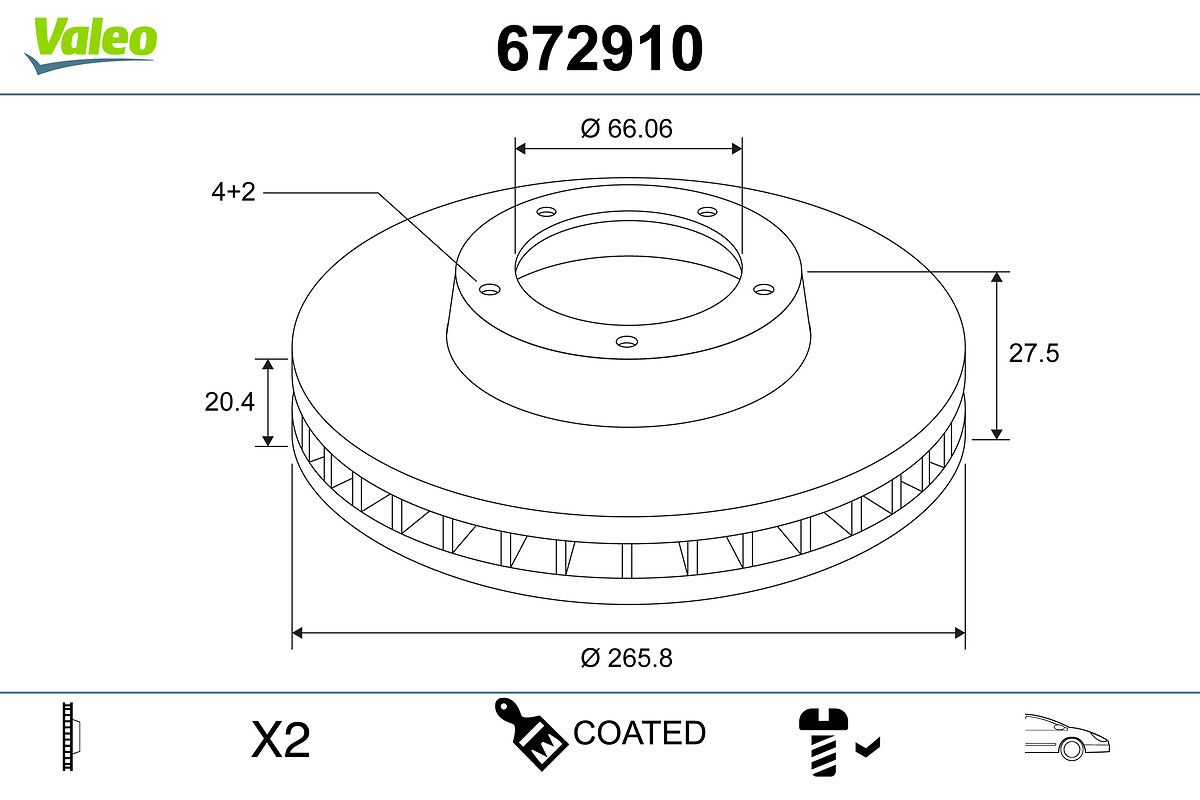 VALEO 672910 Brake disc