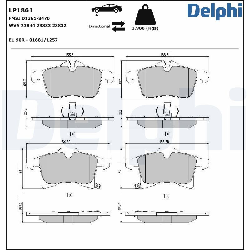 DELPHI LP1861 Brake pad set, disc brake