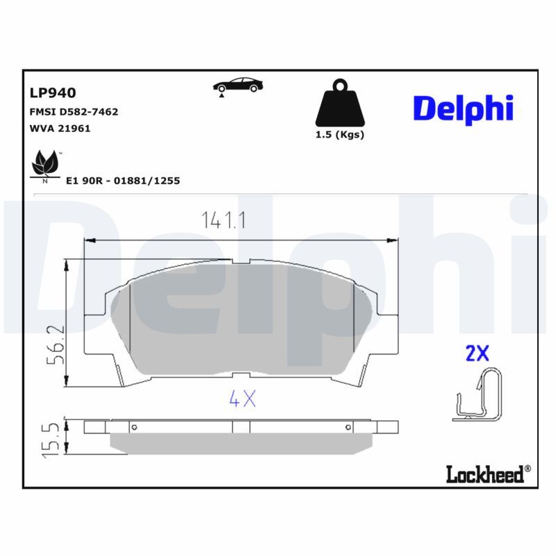 DELPHI LP940 Brake pad set, disc brake