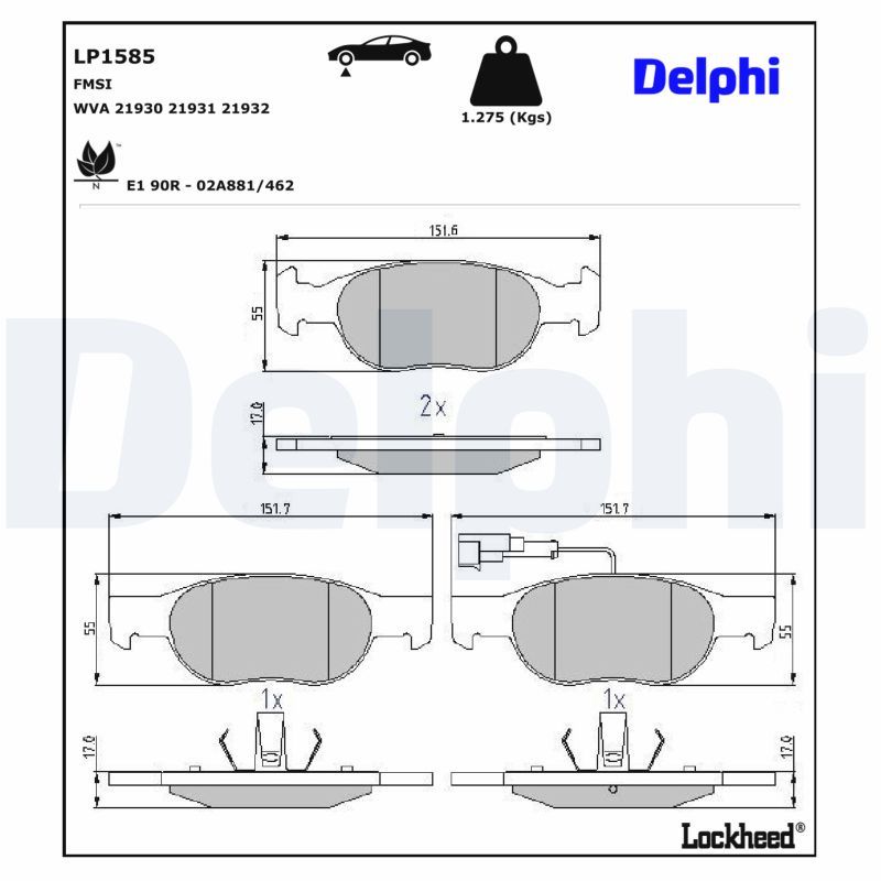 DELPHI LP1585 Brake pad set, disc brake