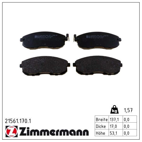 ZIMMERMANN 21561.170.1 Brake pad set, disc brake