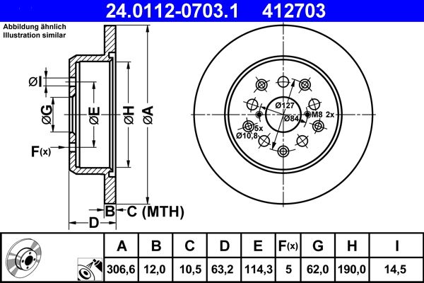 ATE 24.0112-0703.1 Brake disc